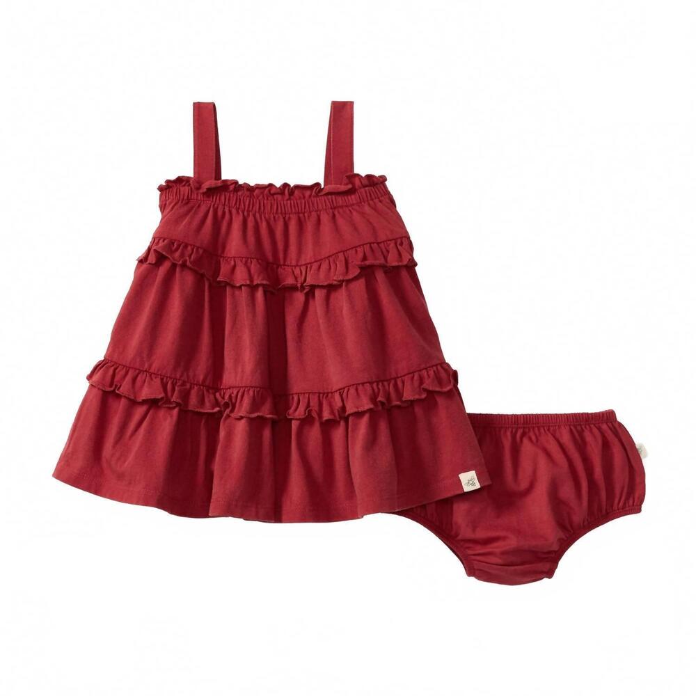 NEW BURT'S BEES girl's acid wash organic cotton dress in red